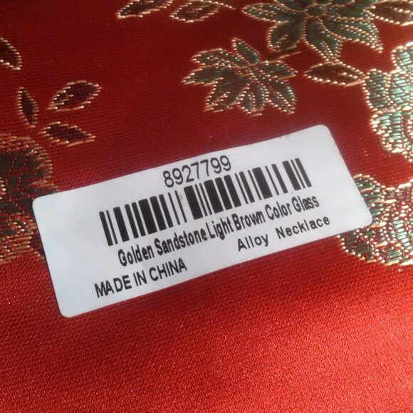 Gold Sandstone and Peach Glass Necklace - Picture 13 of 13